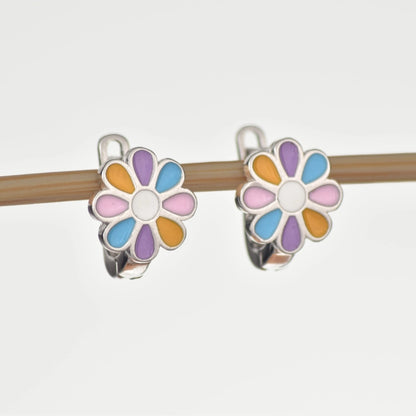 Colourful Daisy flower Silver Earring