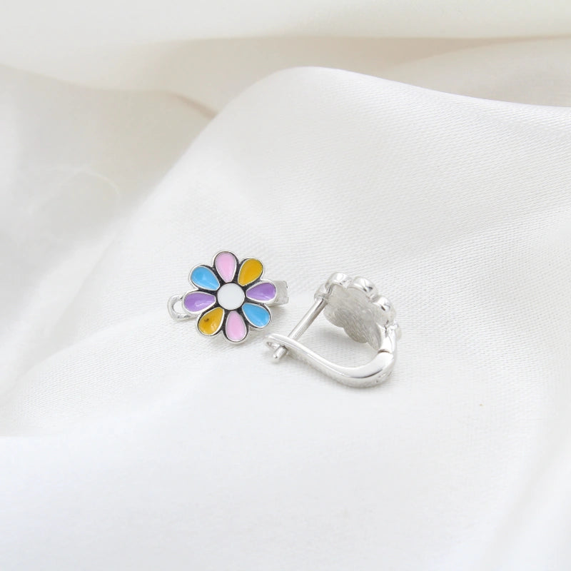 Colourful Daisy flower Silver Earring