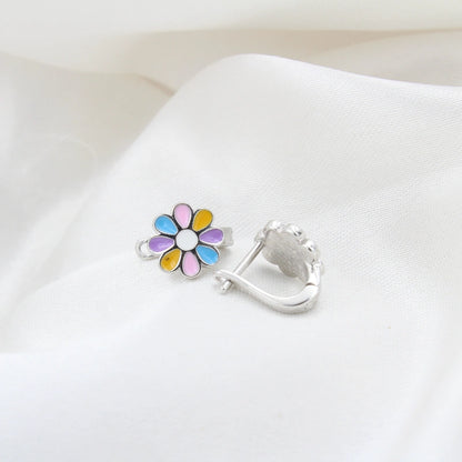 Colourful Daisy flower Silver Earring