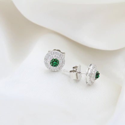 White and green  Round Earrings