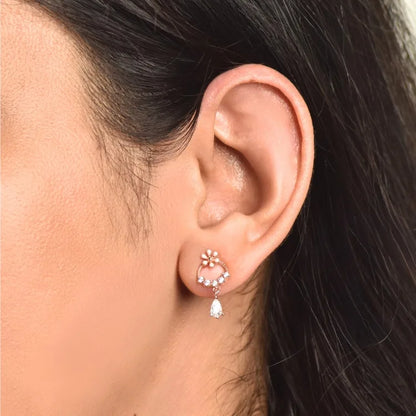 Rose Gold Hoop  Drop Earrings