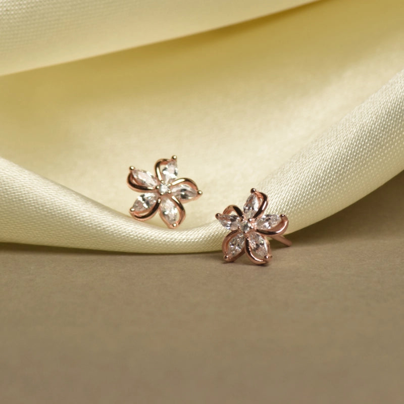 Spiral Flower Petal Earring | Rose Gold Plated