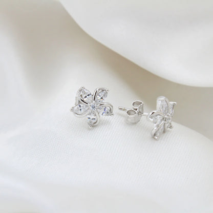 Silver Spiral Flower  Petal Earring