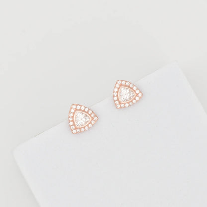 Striking  Solitair Silver Earring | Rose Gold Pated