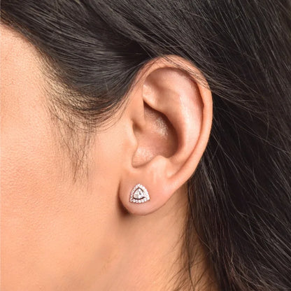 Striking  Solitair Silver Earring | Rose Gold Pated