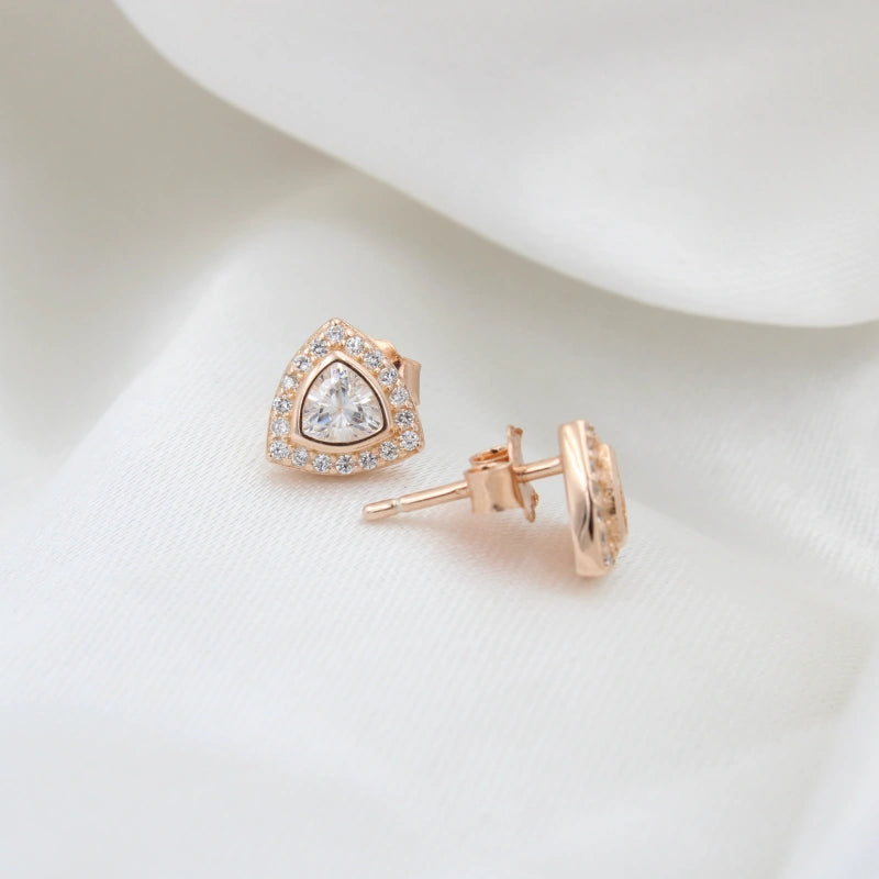Striking  Solitair Silver Earring | Rose Gold Pated