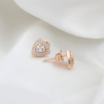 Striking  Solitair Silver Earring | Rose Gold Pated