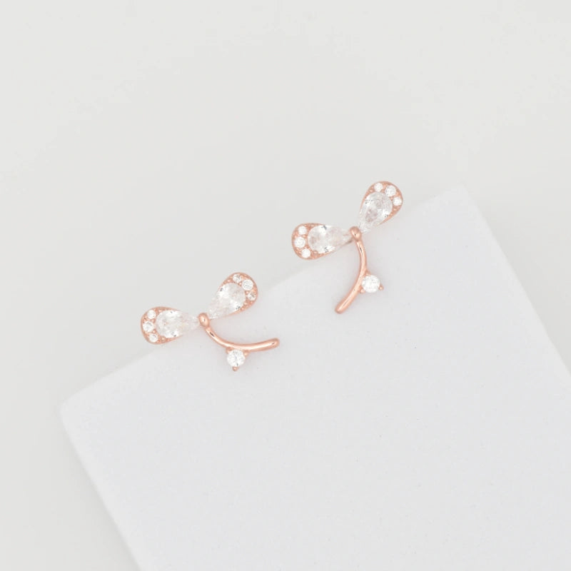 Rose Gold Plated Shimmering Silver Earrings