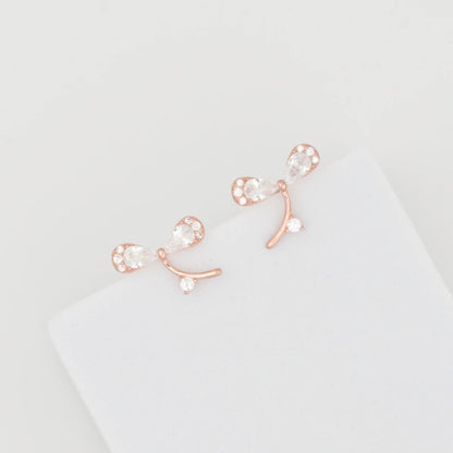 Rose Gold Plated Shimmering Silver Earrings