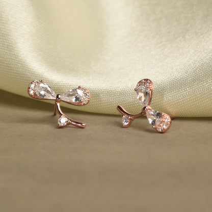 Rose Gold Plated Shimmering Silver Earrings