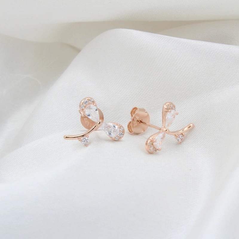 Rose Gold Plated Shimmering Silver Earrings