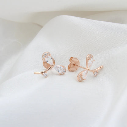 Rose Gold Plated Shimmering Silver Earrings