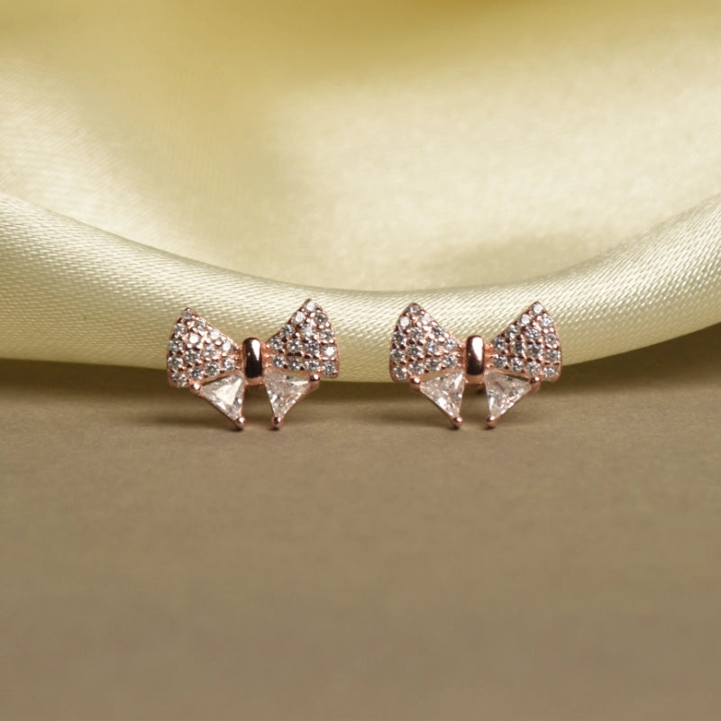 Rose Gold Plated Bow Knot Stud Earrings