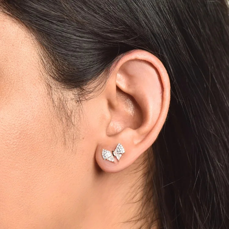 Rose Gold Plated Bow Knot Stud Earrings