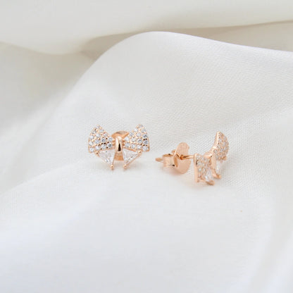 Rose Gold Plated Bow Knot Stud Earrings