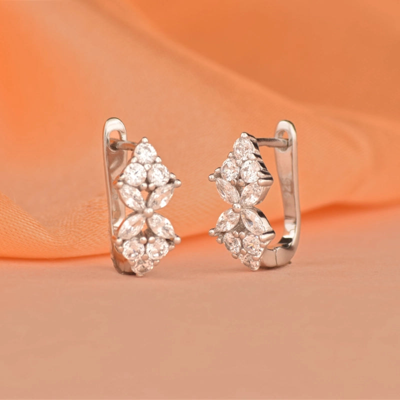 Dazzling Rhodium Plated 92.5 Silver Bali Earrings