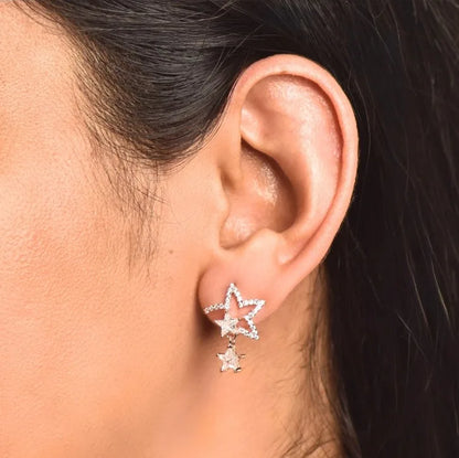 Shiny Shooting Star Silver Earring
