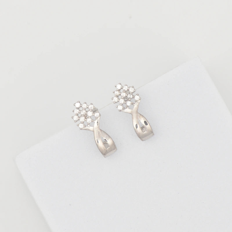 Silver Glittering Tree Earring