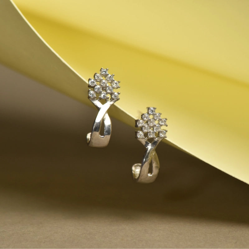 Silver Glittering Tree Earring