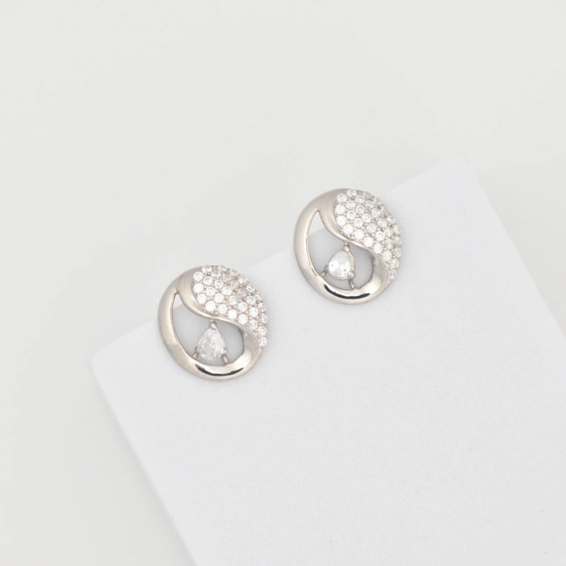 Silver Bliss Round Stud Earrings