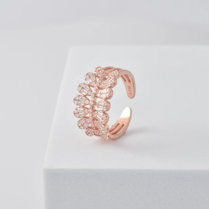 Statement Adjustable Ring in 925 Sterling Silver with Rose Gold Plating