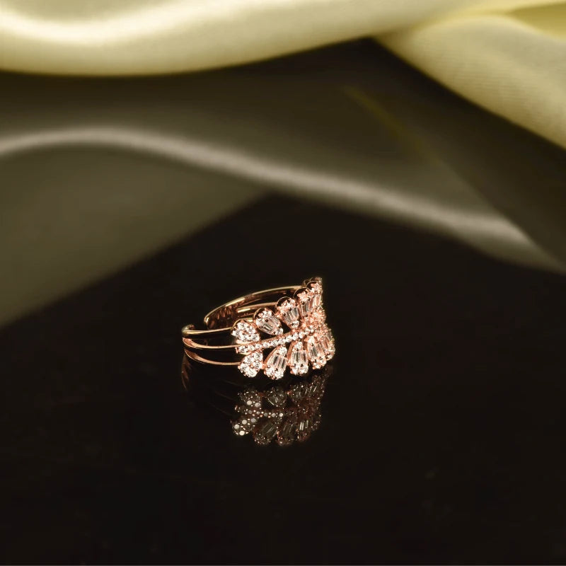 Statement Adjustable Ring in 925 Sterling Silver with Rose Gold Plating