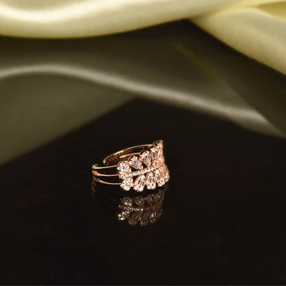 Statement Adjustable Ring in 925 Sterling Silver with Rose Gold Plating