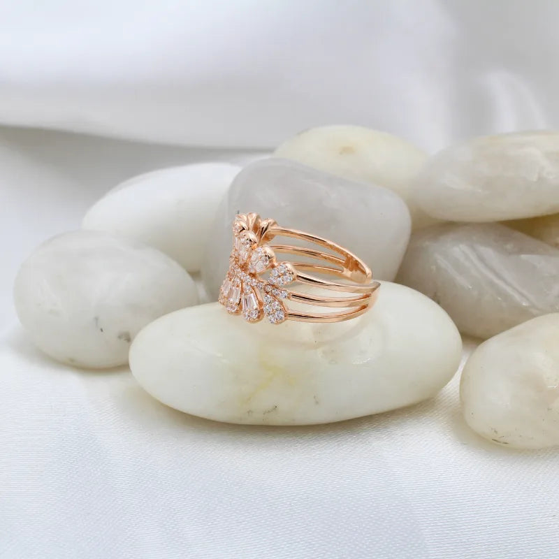 Statement Adjustable Ring in 925 Sterling Silver with Rose Gold Plating