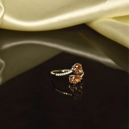 Adjustable Twin Stone Ring in 925 Sterling Silver with Rhodium Plating