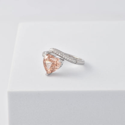 Heart-Cut Solitaire Ring in 925 Sterling Silver with Rhodium Plating