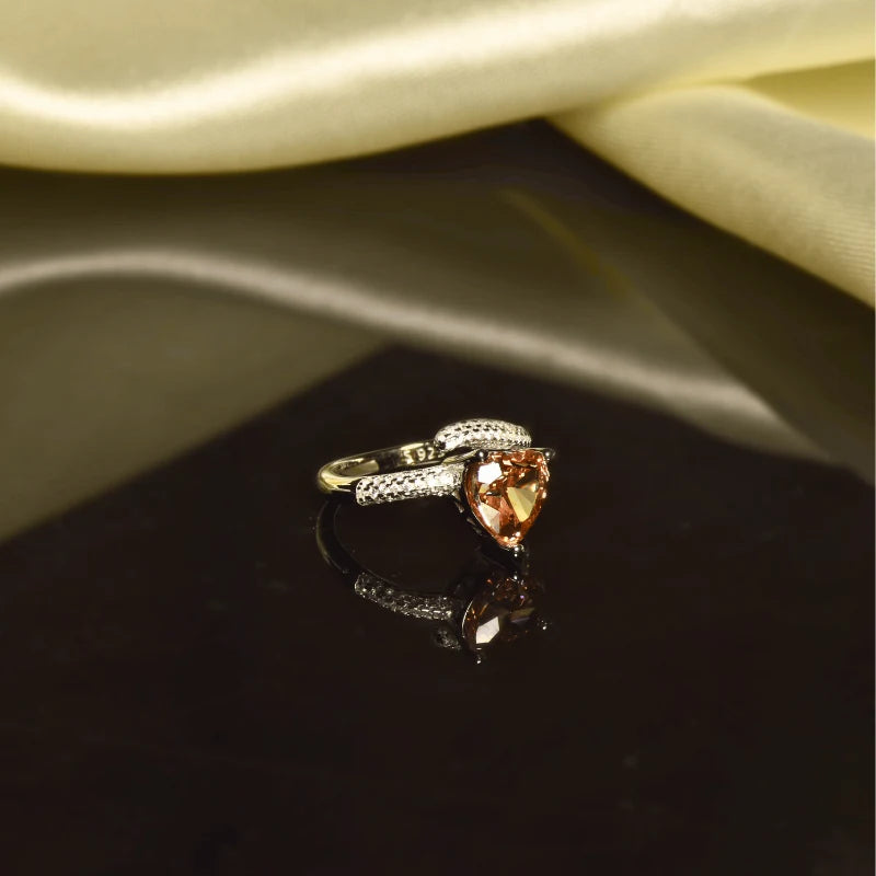 Heart-Cut Solitaire Ring in 925 Sterling Silver with Rhodium Plating