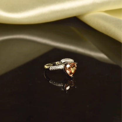 Heart-Cut Solitaire Ring in 925 Sterling Silver with Rhodium Plating