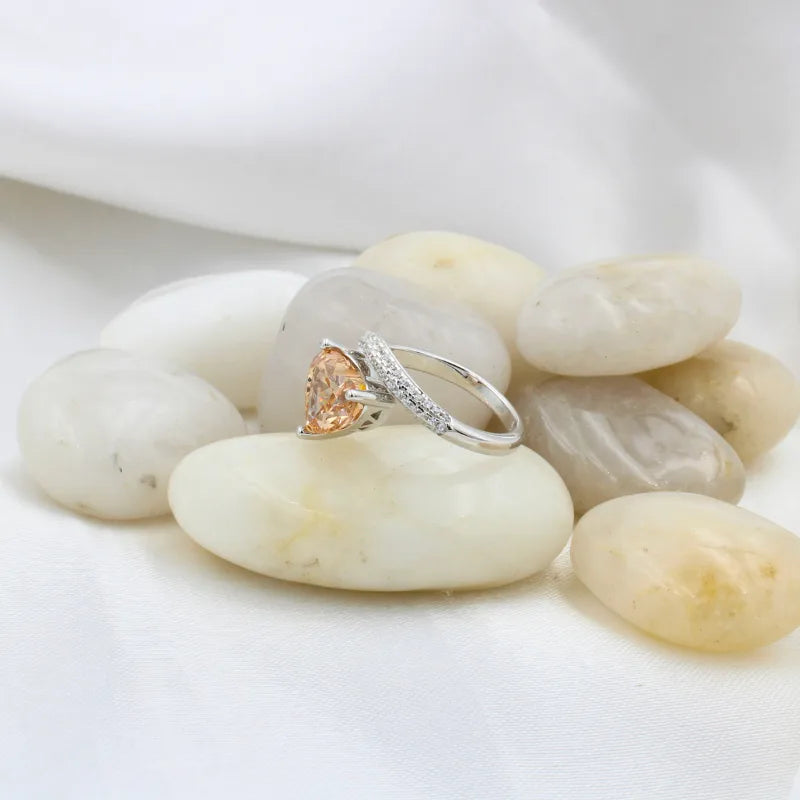 Heart-Cut Solitaire Ring in 925 Sterling Silver with Rhodium Plating