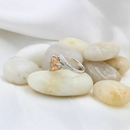 Heart-Cut Solitaire Ring in 925 Sterling Silver with Rhodium Plating