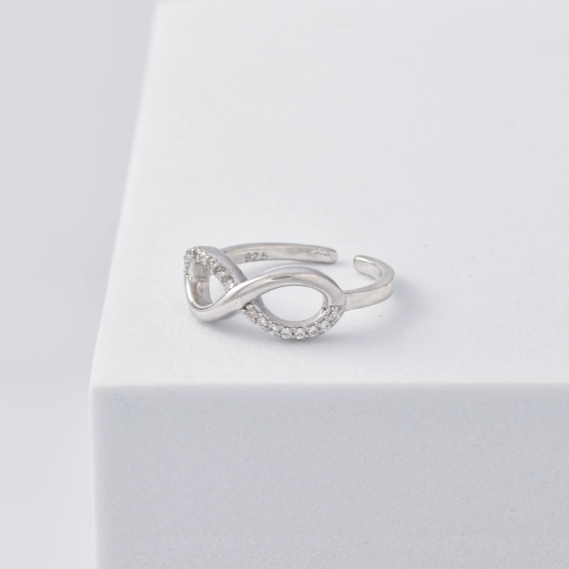 Infinity Sparkle Ring in 925 Sterling Silver with Rhodium Plating