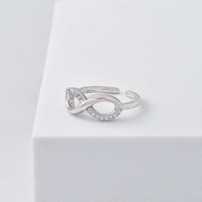 Infinity Sparkle Ring in 925 Sterling Silver with Rhodium Plating