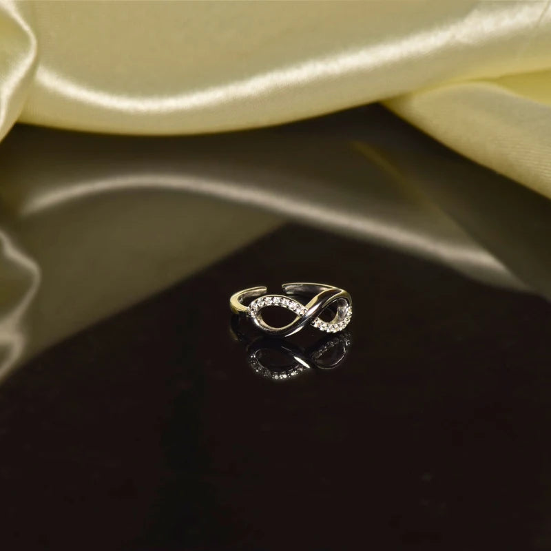 Infinity Sparkle Ring in 925 Sterling Silver with Rhodium Plating