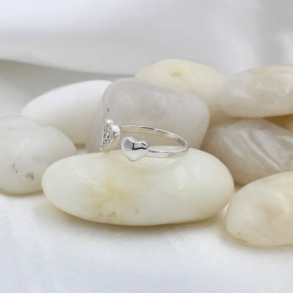 Double Heart Ring in 925 Sterling Silver with Rhodium Plating