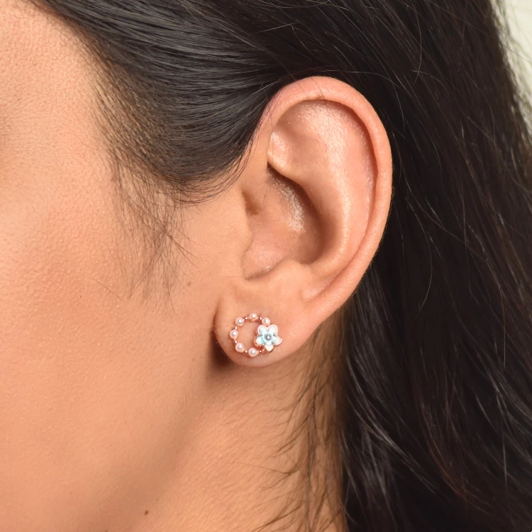 Rose Gold Plated Silver Wreath Stud Earrings