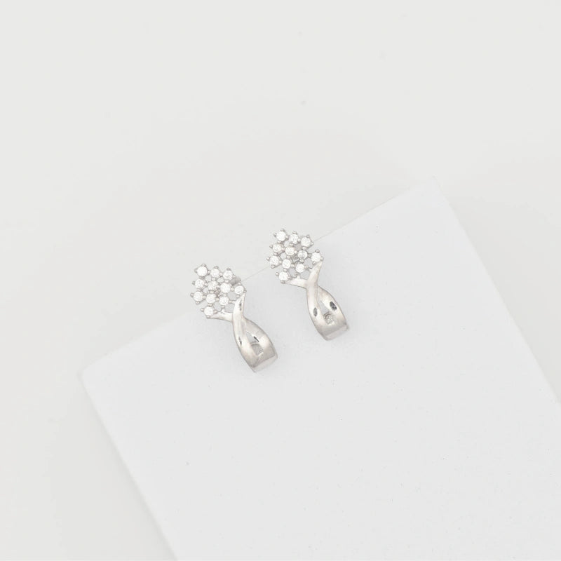 Silver Glittering Tree Earring