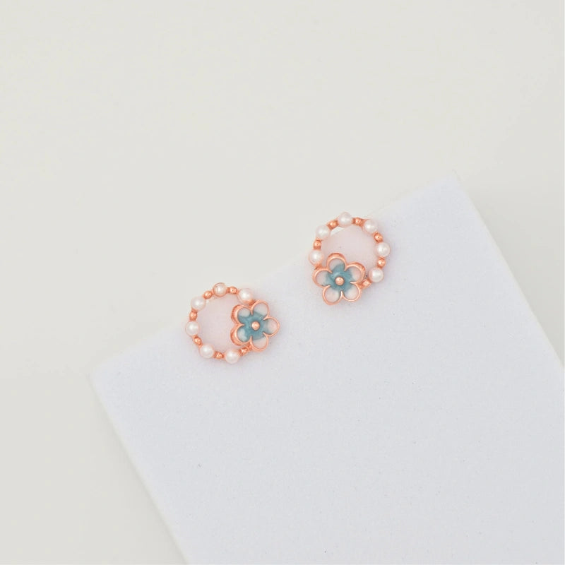 Rose Gold Plated Silver Wreath Stud Earrings