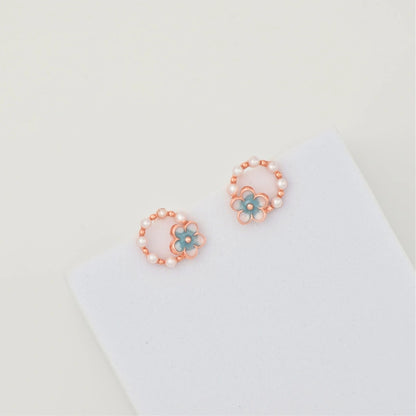 Rose Gold Plated Silver Wreath Stud Earrings