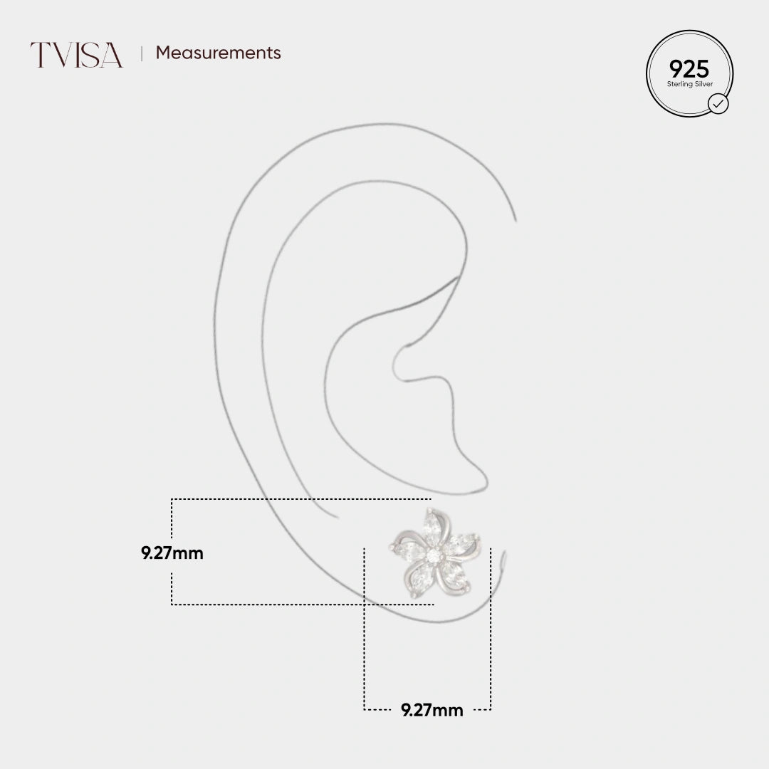 Silver Spiral Flower  Petal Earring