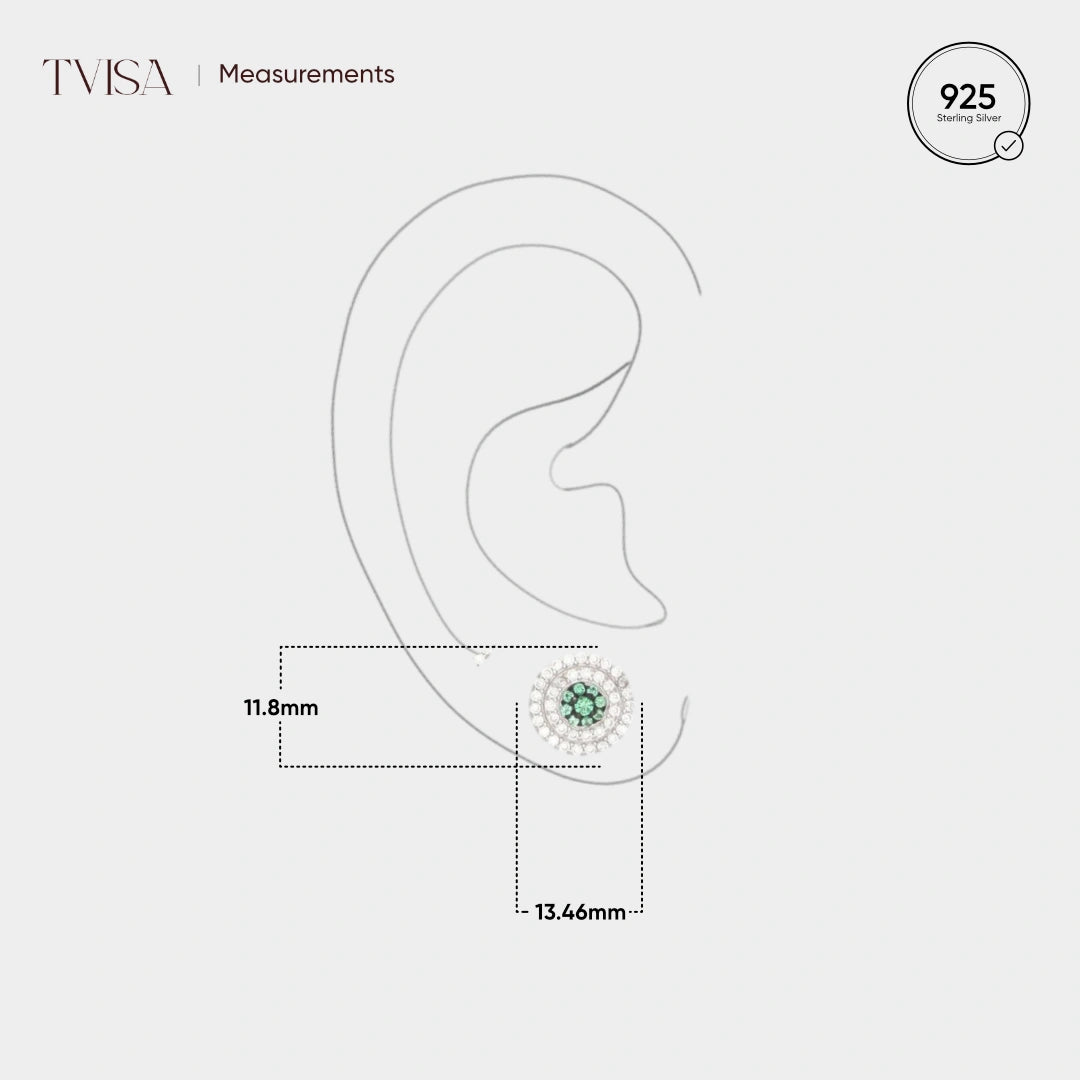 White and green  Round Earrings