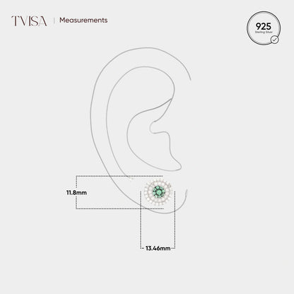 White and green  Round Earrings