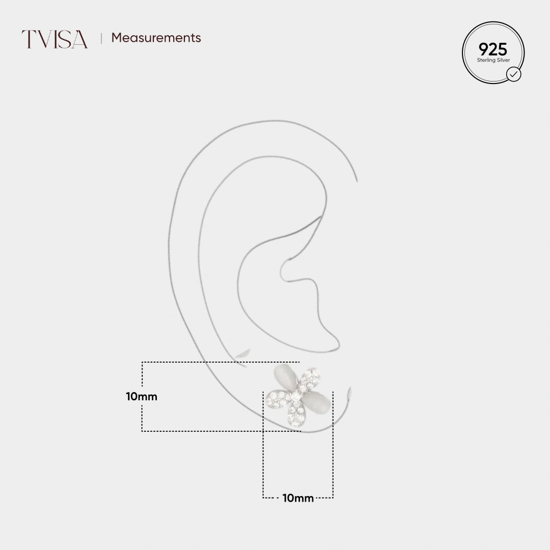 Silver Glinting Flower Earring