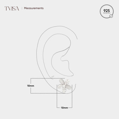 Silver Glinting Flower Earring