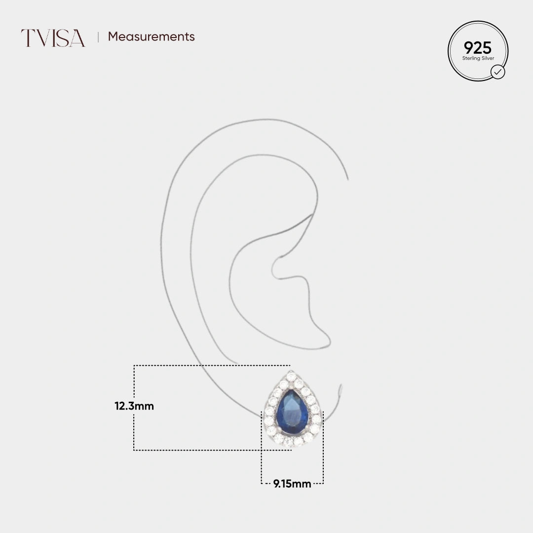 Silver Saphhire Blue Drop Earrings