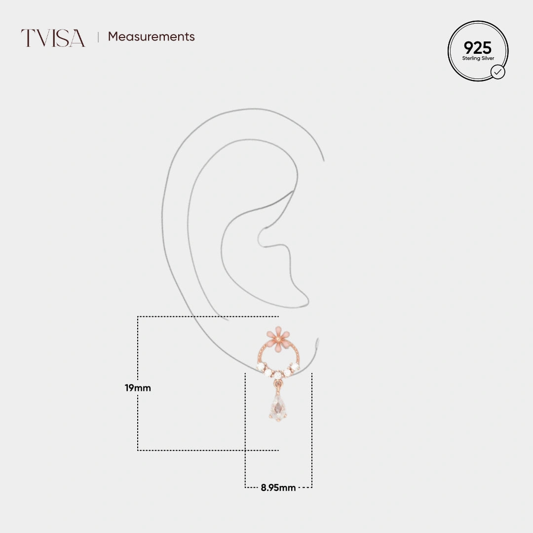 Rose Gold Hoop  Drop Earrings