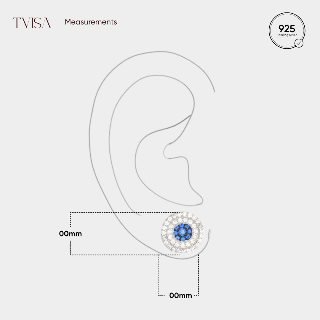 White and Blue Round Earrings